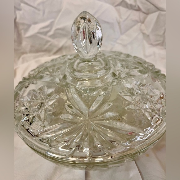 Anchor Hocking Star of David Prescut Glass VTG MCM Candy Dish w Lid Elegant Gift - Picture 15 of 15